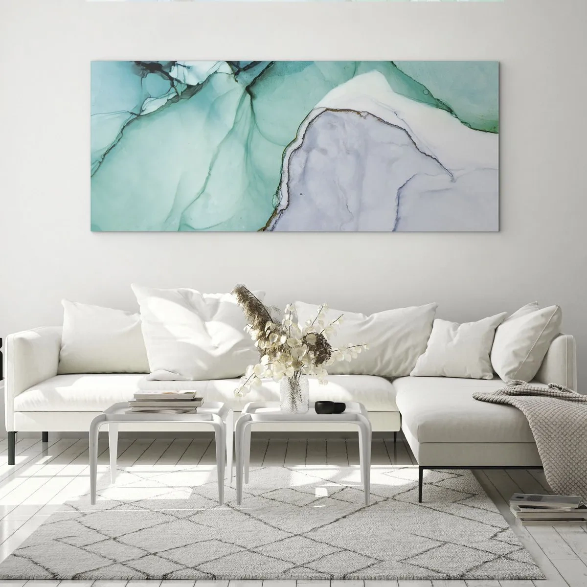 Obraz na szkle - Studium w turkusie - 90x30 cm