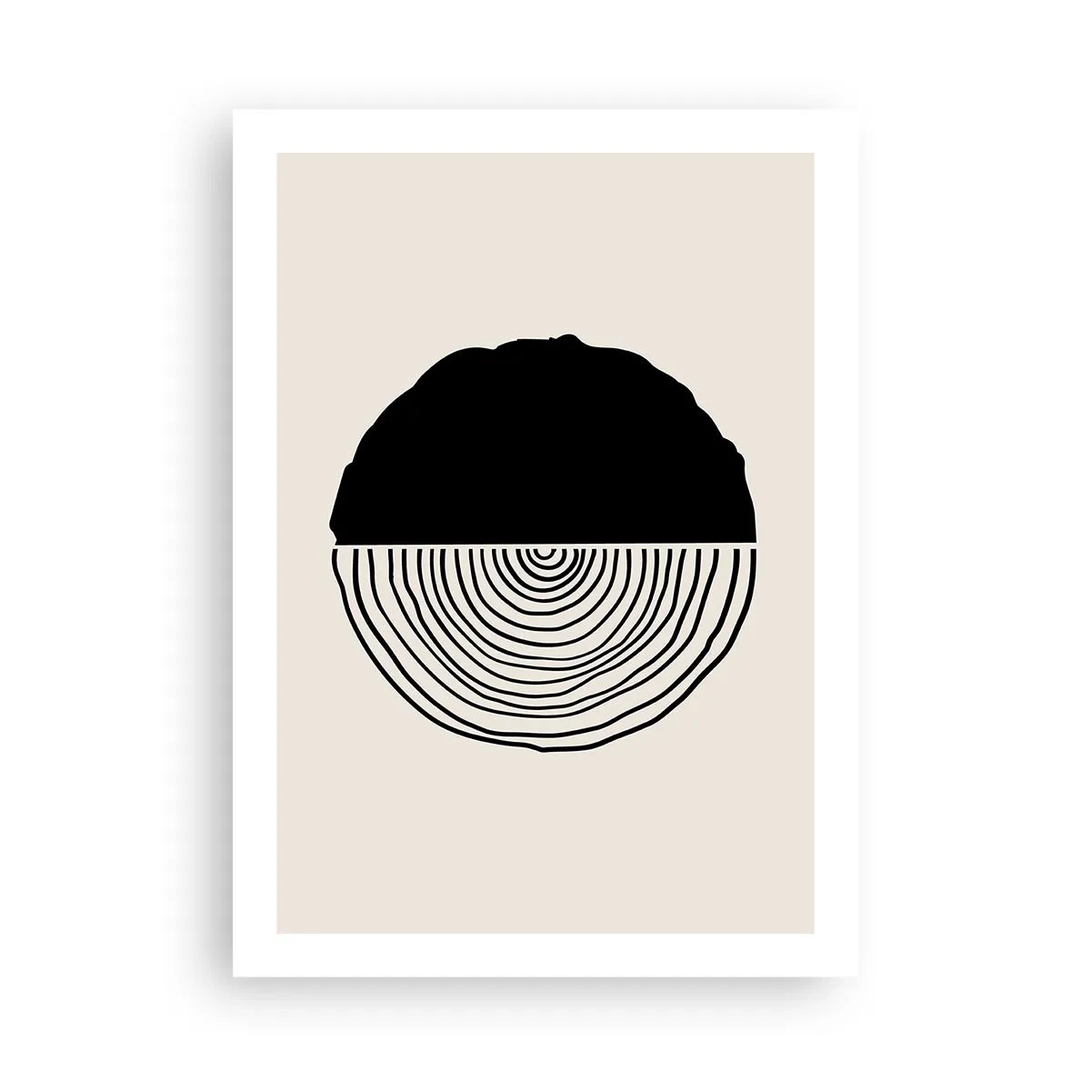 Plakat - Minimalistyczna grafika przedstawiająca przekrój drewna - 50x70cm - Pół na pół - Nowoczesna dekoracja ścienna do salonu, kuchni i sypialni ARTTOR
