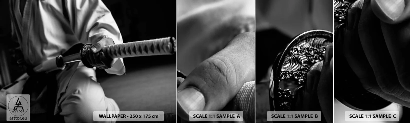 Fototapeta Próbka Samoprzylepna Deluxe Sticker - Dusza wojownika - Miecz Samurajski, Japonia, Sztuki Walki - 100x30 cm