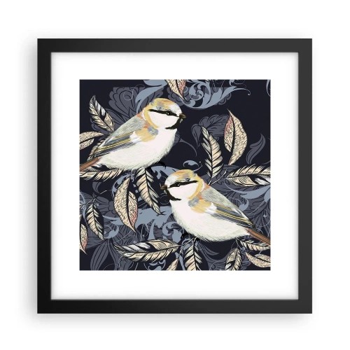 Plakat w czarnej ramie - Żółto-błękitny trel - 30x30 cm
