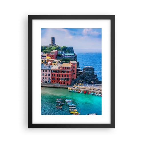 Plakat w czarnej ramie - Śródziemnomorskie magiczne miasteczko - 30x40 cm
