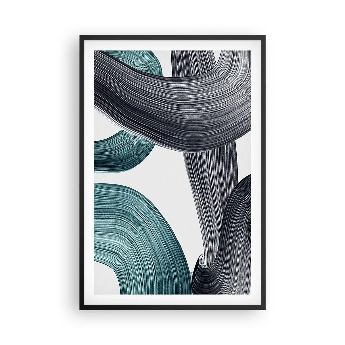 Plakat w czarnej ramie - Szmaragdowe i czarne szlaki - 61x91 cm