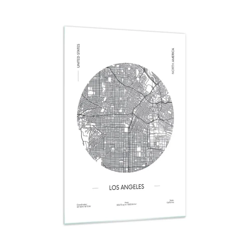Obraz na szkle - Mapa Los Angeles w minimalistycznym, czarno-białym stylu - 70x100cm - Anatomia Los Angeles - Nowoczesna dekoracja ścienna do salonu i sypialni ARTTOR