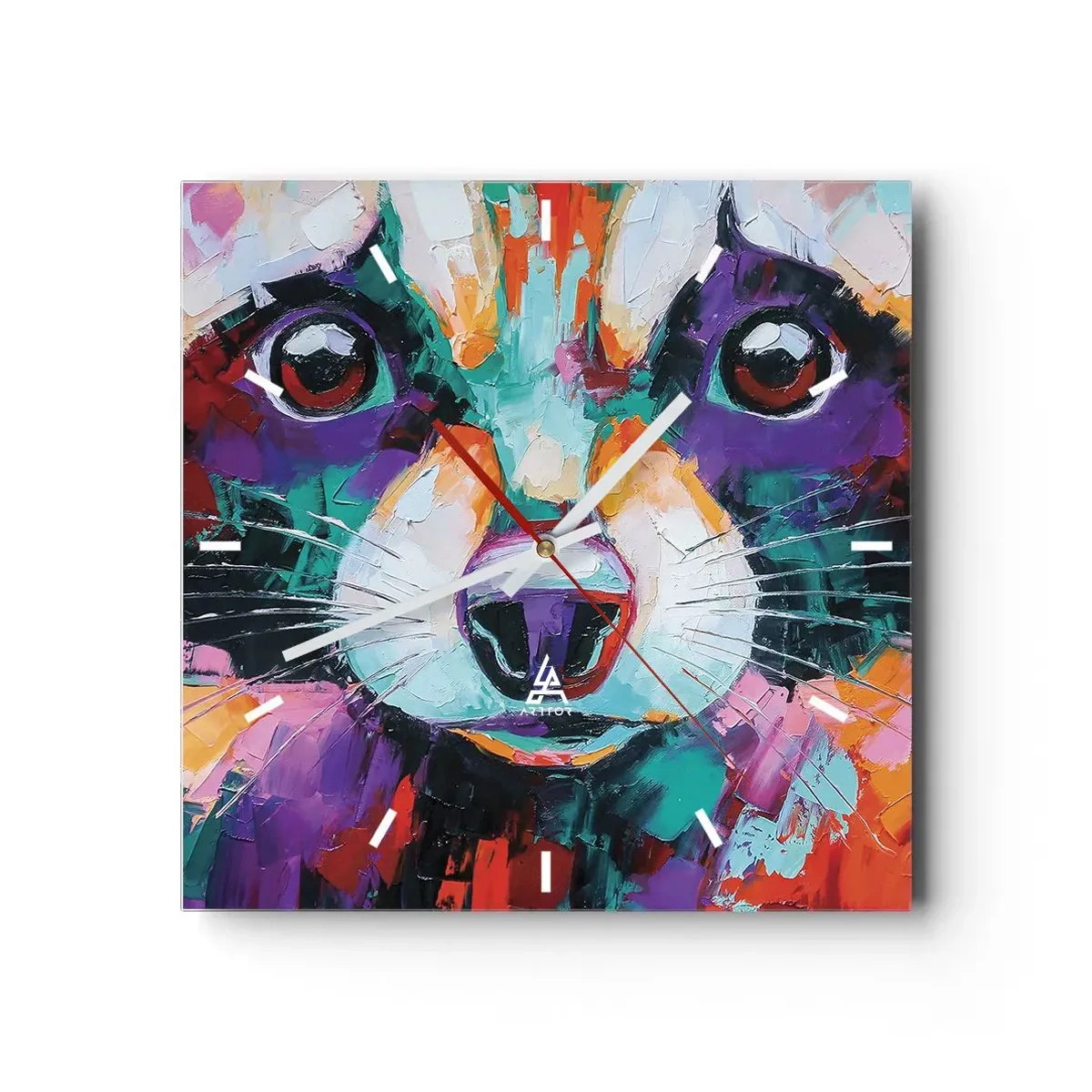 Zegar ścienny - Kolorowy portret szopa w stylu malarstwa ekspresyjnego - 30x30cm - Tylko dobre emocje - Nowoczesna dekoracja ścienna do salonu i sypialni ARTTOR