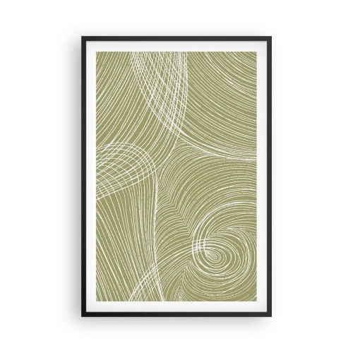 Plakat w czarnej ramie - Abstrakcja misterna w bieli - 61x91 cm