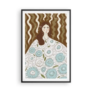 Plakat w czarnej ramie - Portret w kwiecistej szacie - 61x91 cm