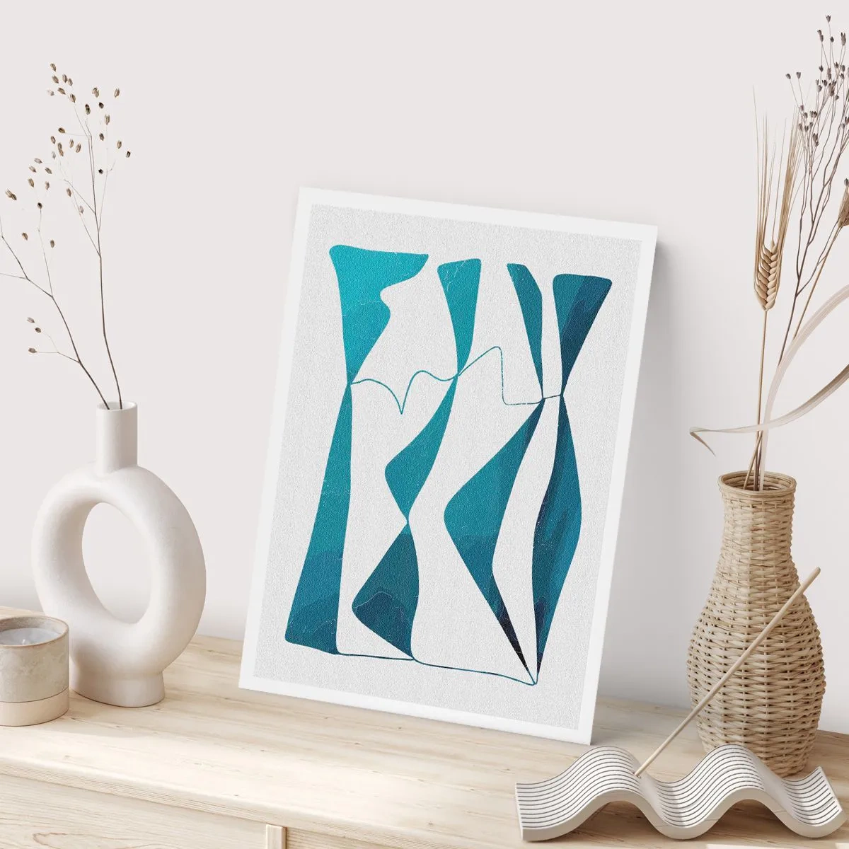 Plakat - Abstrakcja: turkusowy związek - 70x100 cm