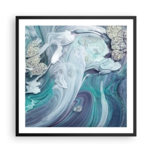 Plakat w czarnej ramie - Nurty błękitu - 60x60 cm