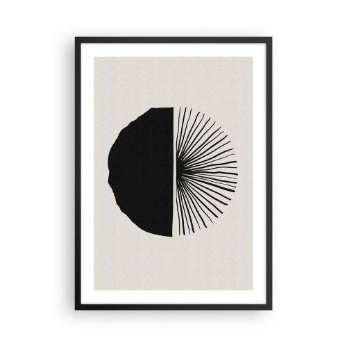 Plakat w czarnej ramie - Minimalistyczna czarno-biała abstrakcja - 50x70cm - Wachlarz możliwości - Nowoczesna dekoracja ścienna do salonu i sypialni ARTTOR
