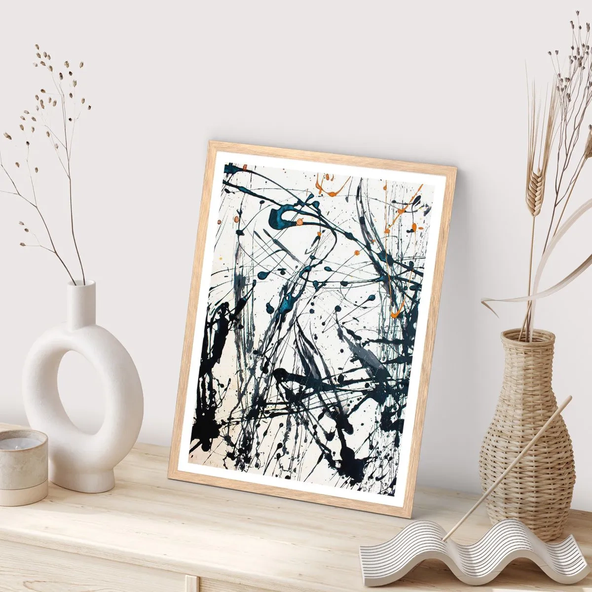 Plakat w ramie jasny dąb - Abstrakcja ekspresjonistyczna - 61x91 cm