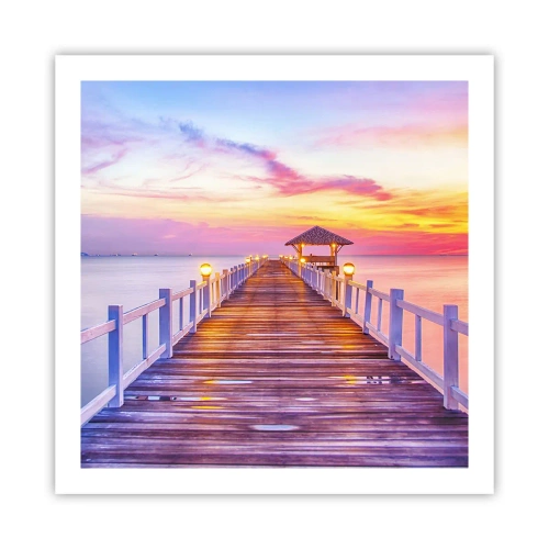 Plakat - Liliowo-złota cisza wieczoru - 60x60 cm