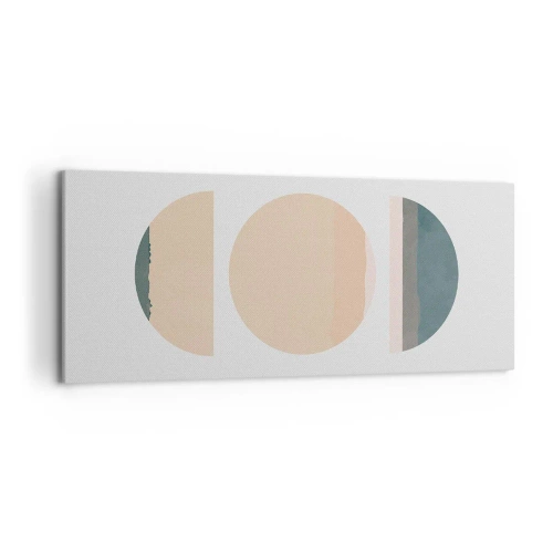 Obraz na płótnie - Abstrakcyjne kształty geometryczne w pastelowych kolorach - 120x50cm - Koło za kołem - Nowoczesna dekoracja ścienna do salonu i sypialni ARTTOR