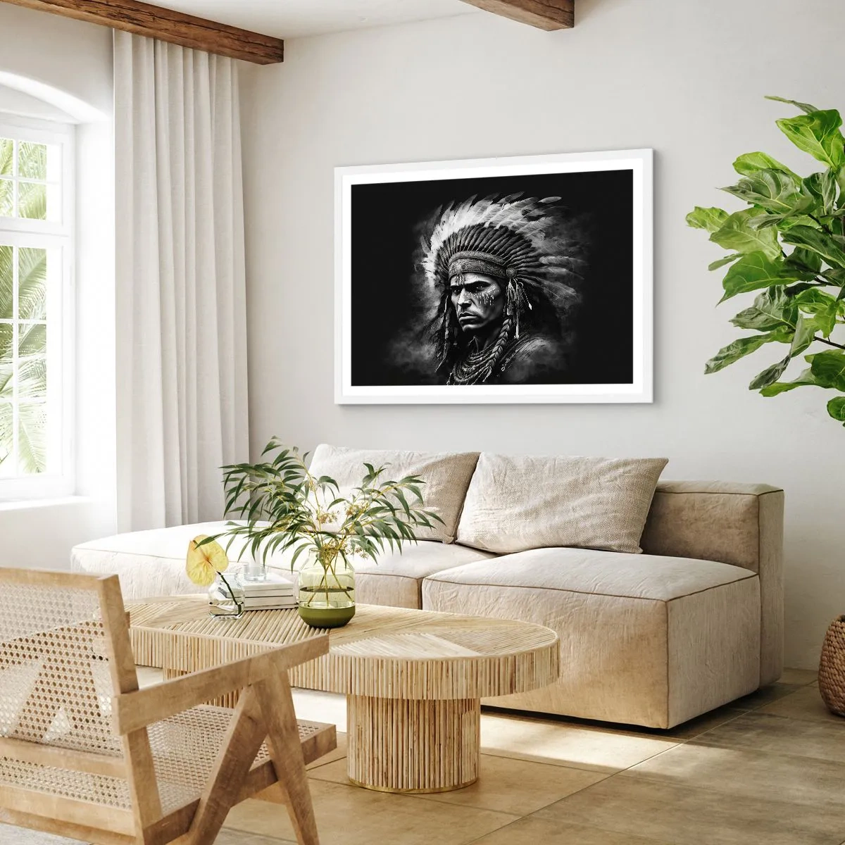 Plakat w białej ramie - Wódz i wojownik - 91x61 cm