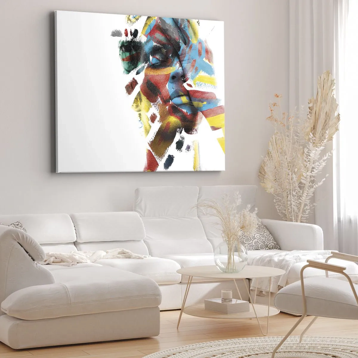 Obraz na płótnie - Abstrakcyjny portret w żywych kolorach - 70x50cm - Barwna osobowość - Nowoczesna dekoracja ścienna do salonu i sypialni ARTTOR