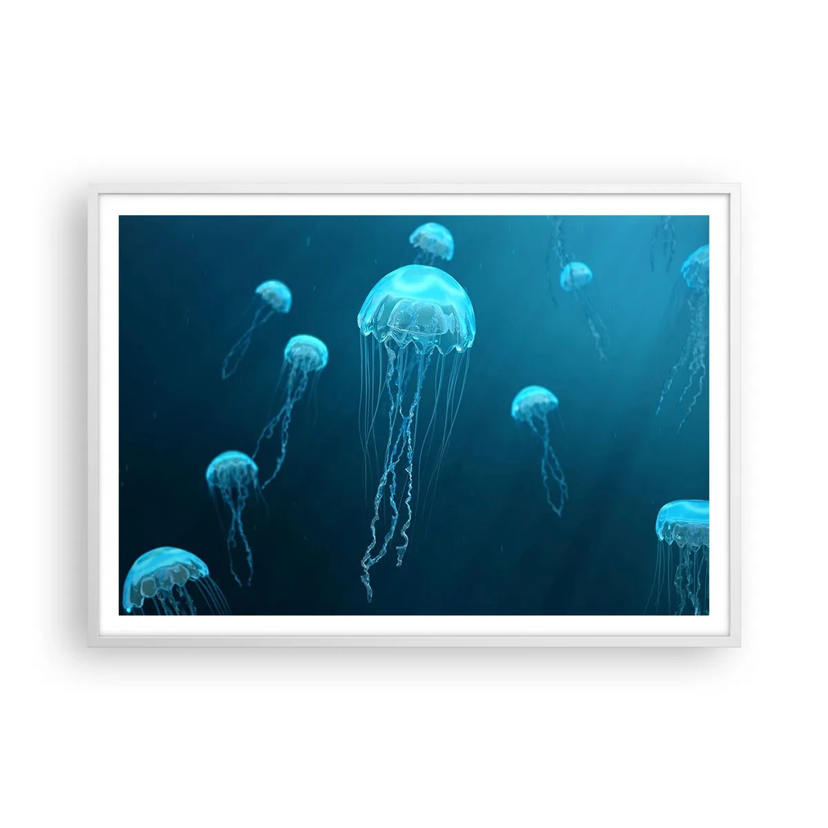 Plakat w białej ramie - Oceaniczny taniec - 100x70 cm