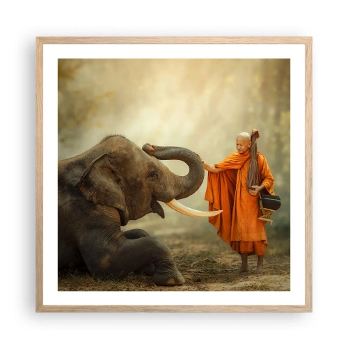 Plakat w ramie jasny dąb - Spotkanie w podróży - 60x60 cm