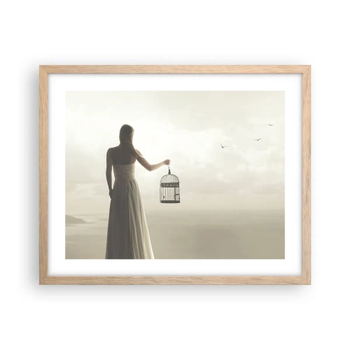 Plakat w ramie jasny dąb - Bądź wolna - 50x40 cm