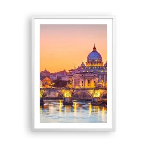 Plakat w białej ramie - Zmierzch nad Wiecznym Miastem - 50x70 cm