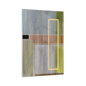 Obraz na szkle - Geometryczna kompozycja w pastelowych barwach z prostokątami - 80x120cm - Prosto i spokojnie - Nowoczesna dekoracja ścienna do salonu i sypialni ARTTOR