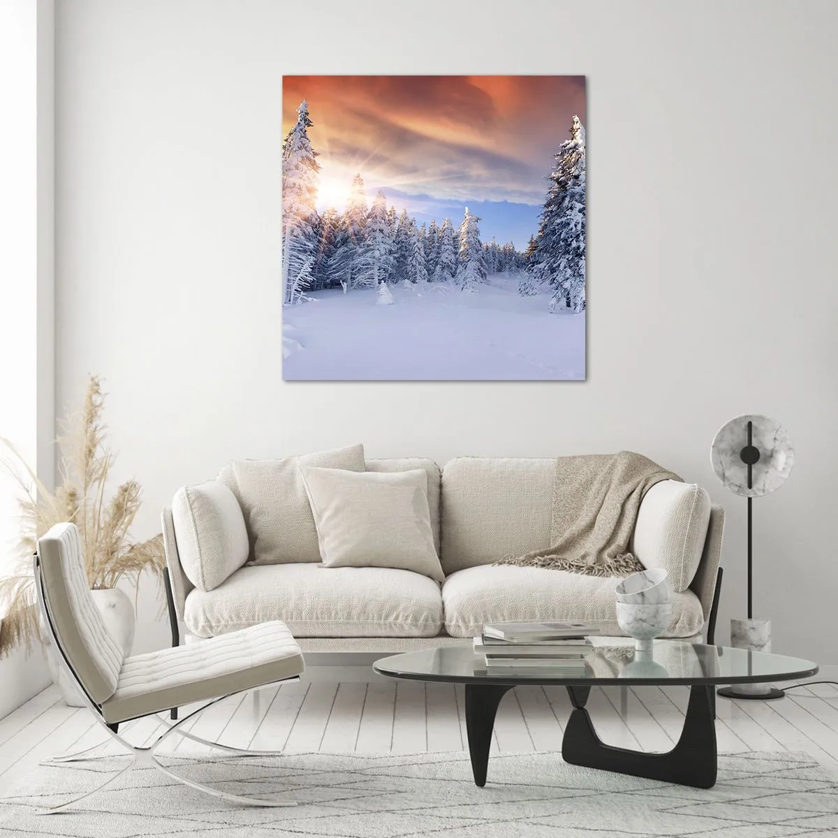 Obraz na szkle - Snieżny spektakl natury - 70x70 cm