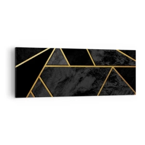 Obraz na płótnie - Geometryczny wzór złota na czarnym tle - 140x50cm - Mrok i blask - Nowoczesna dekoracja ścienna do salonu i sypialni ARTTOR