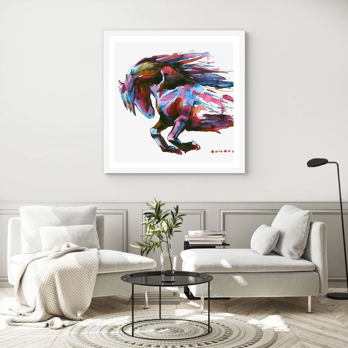 Plakat w białej ramie - W uniesieniu - 40x40 cm