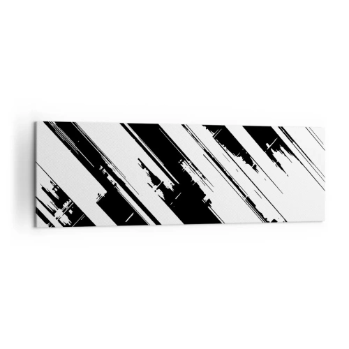 Obraz na płótnie - Czarno-białe linie i geometryczne wzory w nowoczesnym stylu - 160x50cm - Kompozycja intensywna i dynamiczna - Nowoczesna dekoracja ścienna do salonu i sypialni ARTTOR