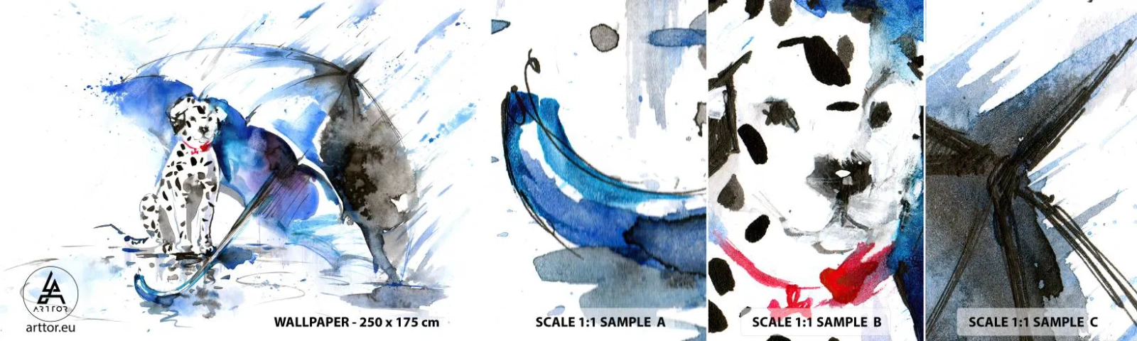 Fototapeta Próbka Samoprzylepna Deluxe Sticker - Po to jest przyjaciel - Abstrakcja, Pies, Deszcz - 100x30 cm