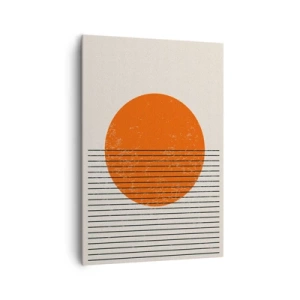 Obraz na płótnie - Minimalistyczne słońce z geometrycznymi liniami - 70x100cm - Zawsze słońce - Nowoczesna dekoracja ścienna do salonu i sypialni ARTTOR
