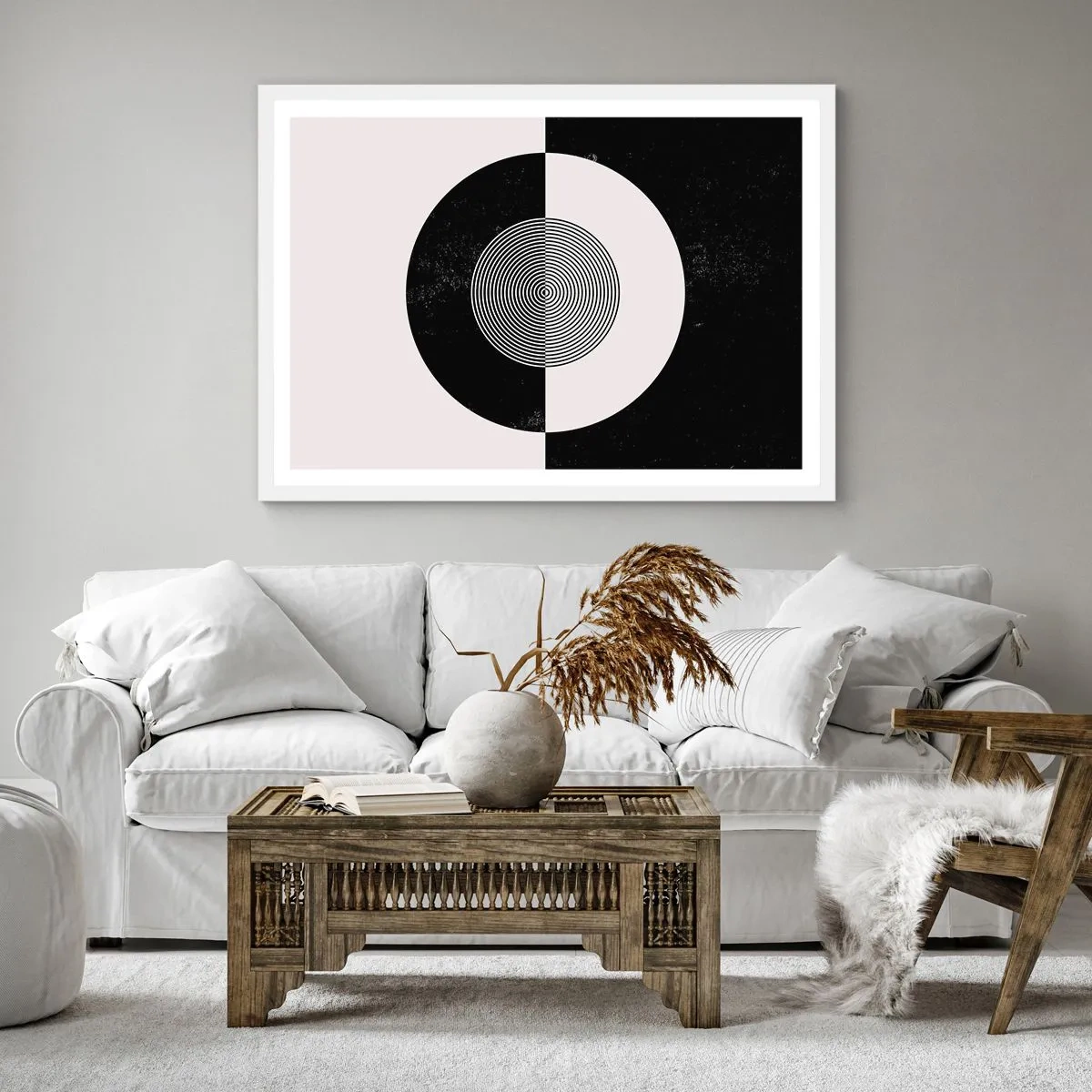 Plakat w białej ramie - Harmonia w czerni i bieli - 40x40 cm