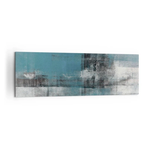 Obraz na płótnie - Abstrakcyjna kompozycja w odcieniach błękitu z teksturą i warstwami - 160x50cm - Woda i powietrze - Nowoczesna dekoracja ścienna do salonu i sypialni ARTTOR
