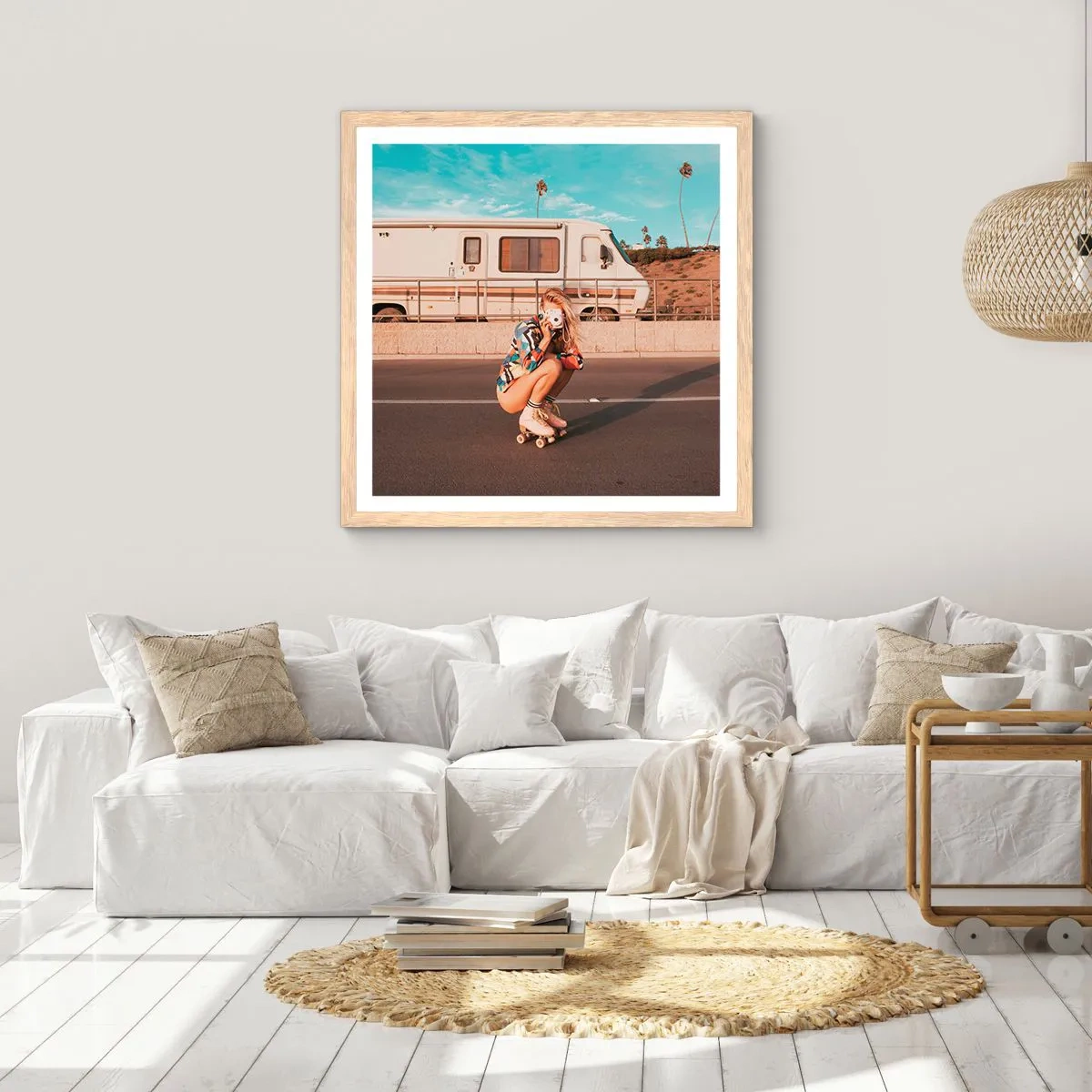 Plakat w ramie jasny dąb - Uśmiech, proszę! - 60x60 cm