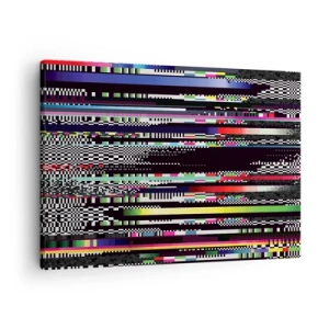 Obraz na płótnie - Kolorowe linie i piksele w abstrakcyjnym stylu - 70x50cm - Obraz konrolny rzeczywistości - Nowoczesna dekoracja ścienna do salonu i sypialni ARTTOR