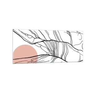 Obraz na szkle - Minimalistyczne linie z geometrycznym akcentem - 120x50cm - W sieci gałązek - Nowoczesna dekoracja ścienna do salonu i sypialni ARTTOR