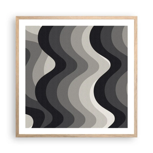 Plakat w ramie jasny dąb - Fala za falą - 60x60 cm