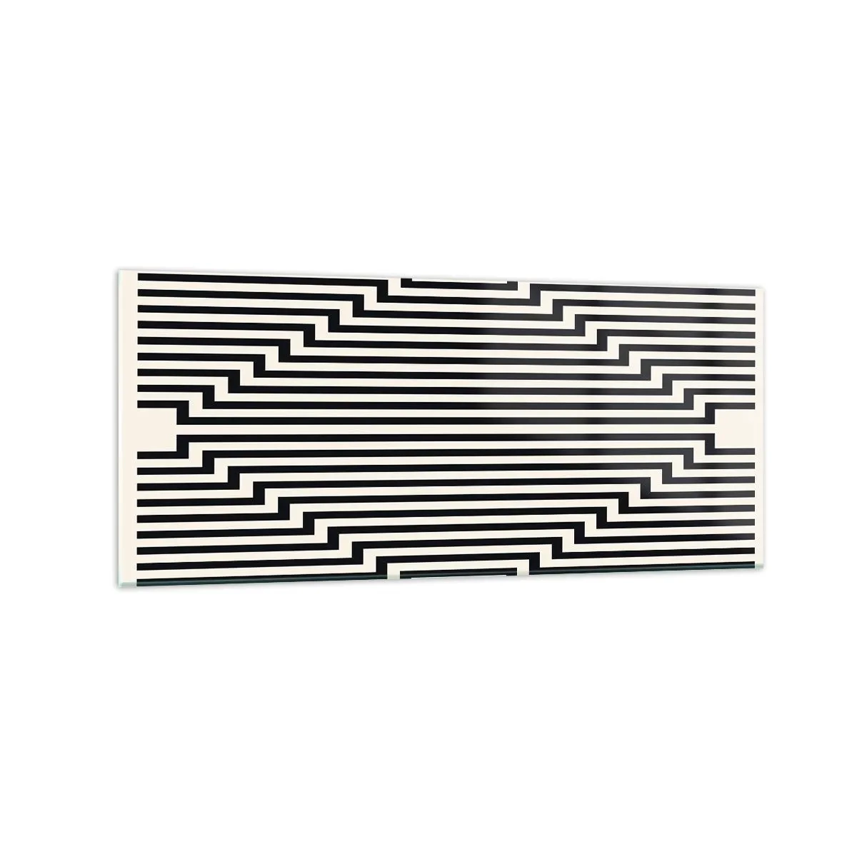 Obraz na szkle - Czarno-białe linie tworzące efekt geometrycznej iluzji - 120x50cm - Geometryczna iluzja - Nowoczesna dekoracja ścienna do salonu i sypialni ARTTOR