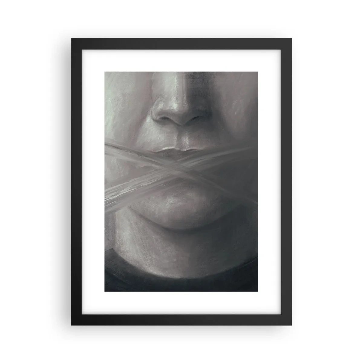 Plakat w czarnej ramie - Ani słowa - 30x40 cm