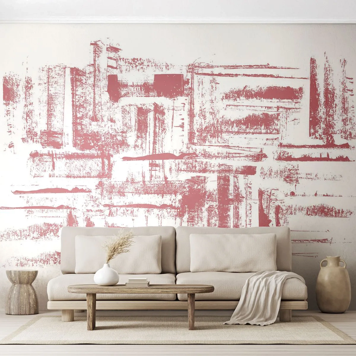 Fototapeta Premium Canvas - Czerwone miasto - Abstrakcja, Grafika, Malarstwo - 250x175 cm