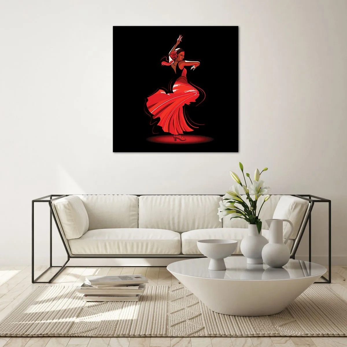 Obraz na szkle - Ognisty duch flamenco - 60x60 cm