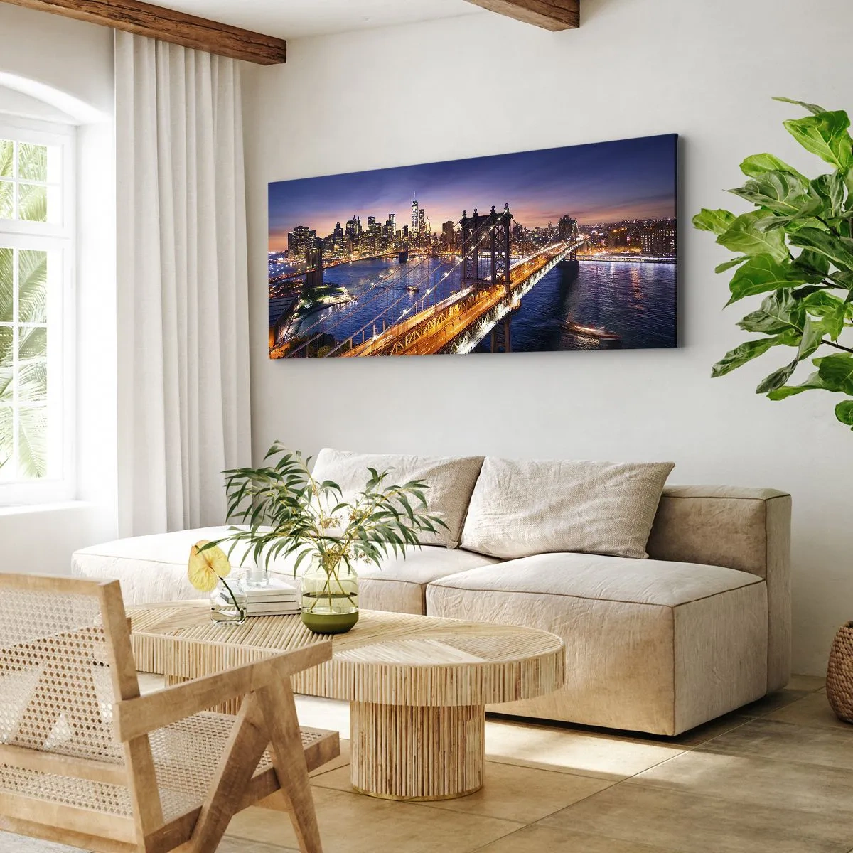 Obraz na płótnie - Świetlistym mostem do serca miasta - 100x40 cm