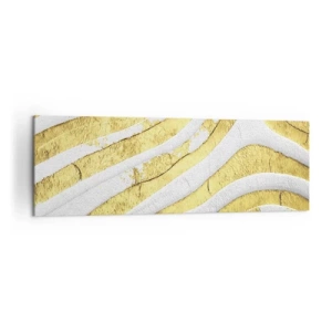 Obraz na płótnie - Złote i białe abstrakcyjne linie w fakturze 3D - 160x50cm - Kompozycja w bieli i złocie - Nowoczesna dekoracja ścienna do salonu i sypialni ARTTOR