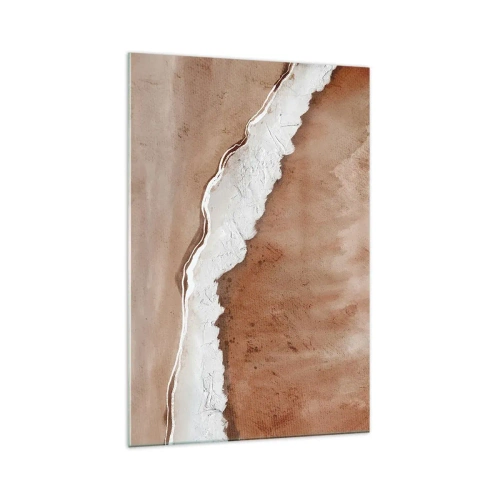 Obraz na szkle - Tekstura piasku z białymi akcentami - 70x100cm - W kolorach ziemi - Nowoczesna dekoracja ścienna do salonu i sypialni ARTTOR