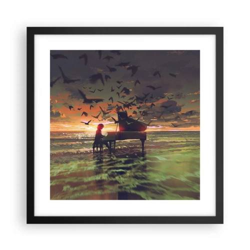 Plakat w czarnej ramie - Koncert na fortepian i fale - 40x40 cm