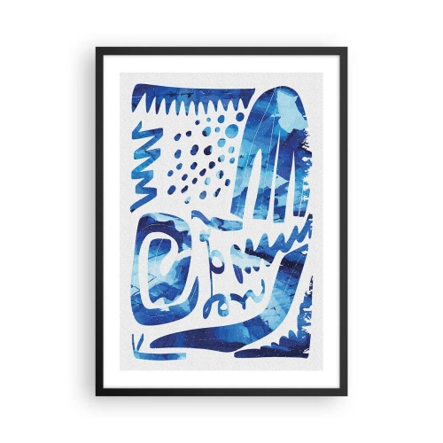 Plakat w czarnej ramie - Nowoczesna abstrakcja w odcieniach niebieskiego - 50x70cm - Powrót do korzeni - Nowoczesna dekoracja ścienna do salonu i sypialni ARTTOR
