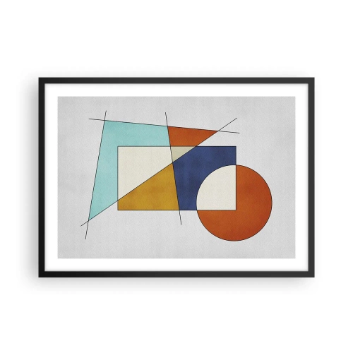 Plakat w czarnej ramie - Modernistyczna kompozycja geometrycznych kształtów i kolorów - 70x50cm - Abstrakcja: modernistyczna zabawa - Nowoczesna dekoracja ścienna do salonu i sypialni ARTTOR
