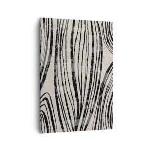 Obraz na płótnie - Abstrakcyjne linie w czarno-białej kompozycji przypominające organiczny wzór - 50x70cm - Rozlewisko linii - Nowoczesna dekoracja ścienna do salonu, kuchni i sypialni ARTTOR