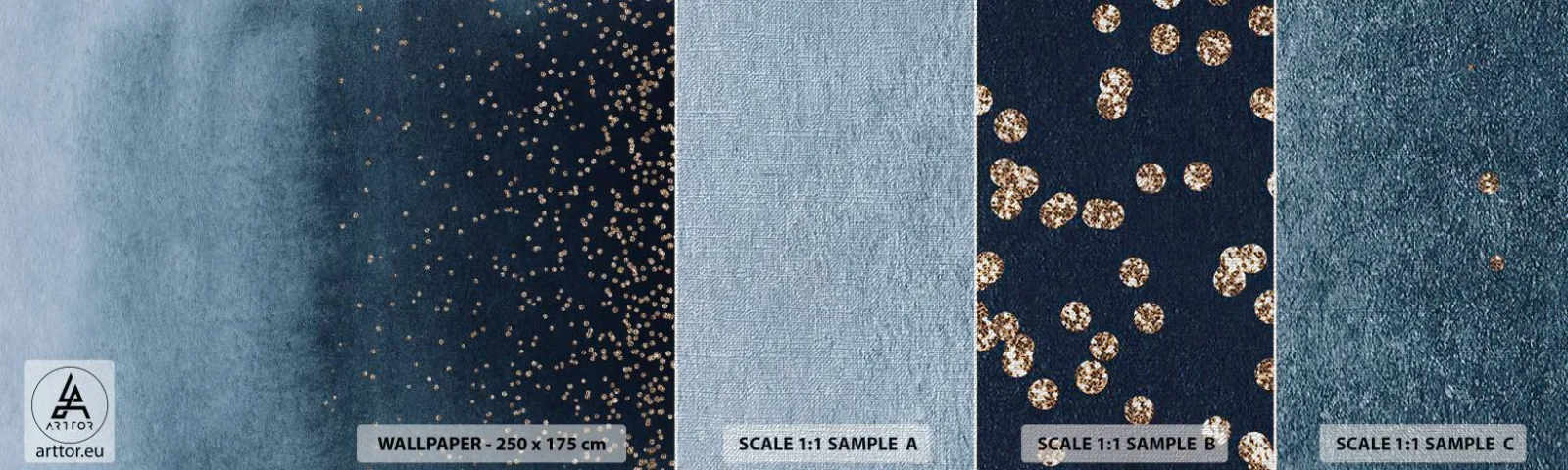 Fototapeta Próbka Premium Canvas - Kompozycja – niebieskie fazy - Abstrakcja, Sztuka, Design - 100x30 cm