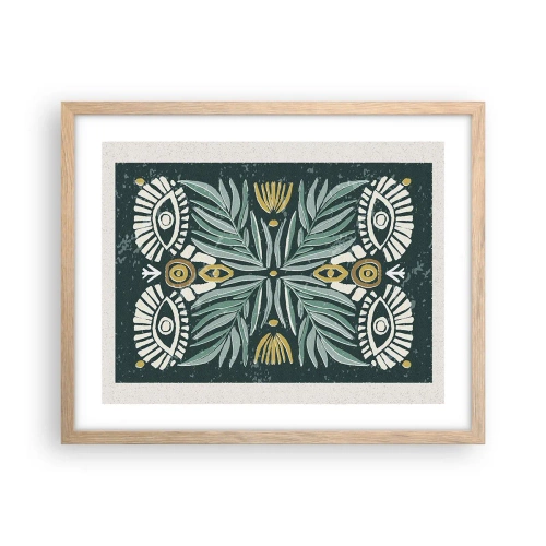 Plakat w ramie jasny dąb - Jak ludowa wycinanka - 50x40 cm