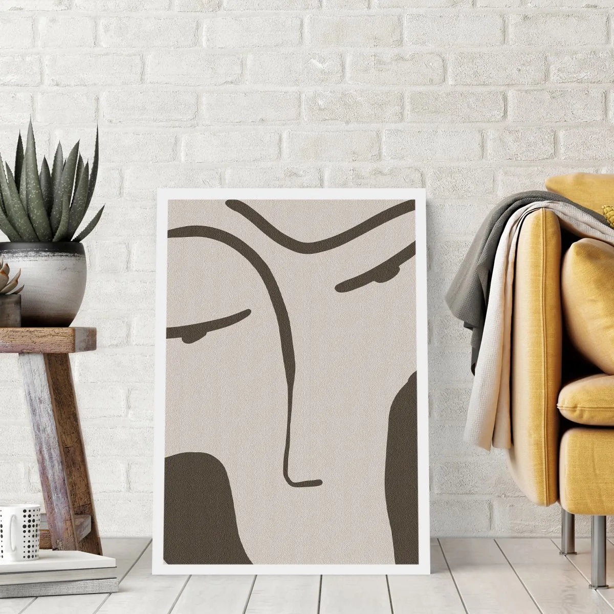 Plakat - Minimalistyczny portret twarzy - 50x70cm - Jak z obrazu Modiglianiego - Nowoczesna dekoracja ścienna do salonu, kuchni i sypialni ARTTOR