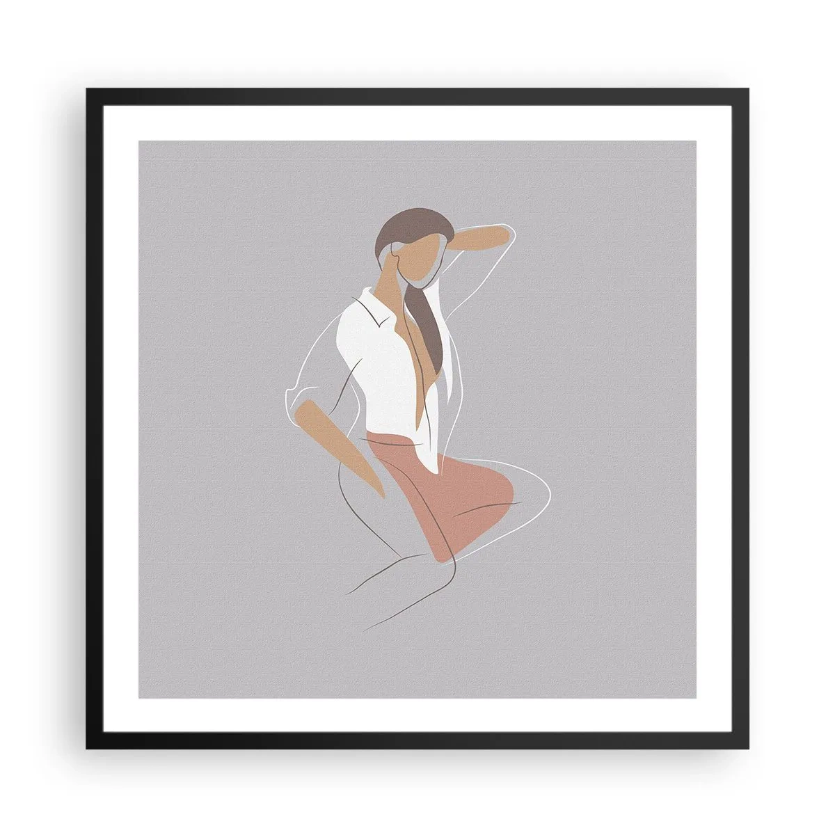 Plakat w czarnej ramie - Zarys wdzięku - 60x60 cm